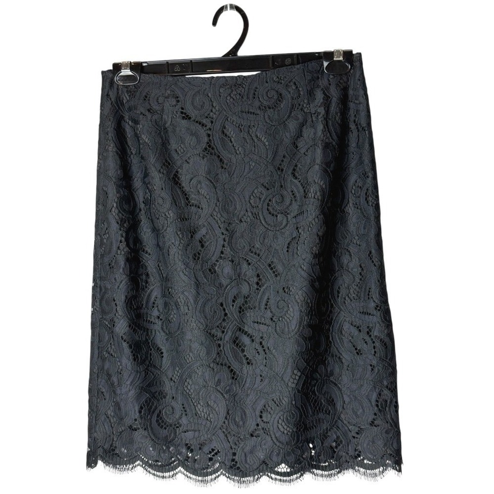 Lilly Pulitzer Hyacinth Skirt Women 10 Black Lace Eyelash Hem Pencil Whimsigoth